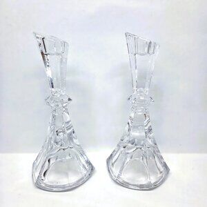 Towle Lead Crystal Candlesticks Taper Candle Holders Pair Lot Set 2 Austria 7.5"